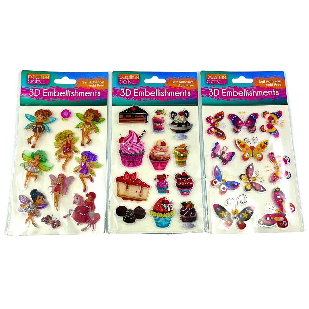 3D Stickers - Fairy, Butterflies or Cupcakes