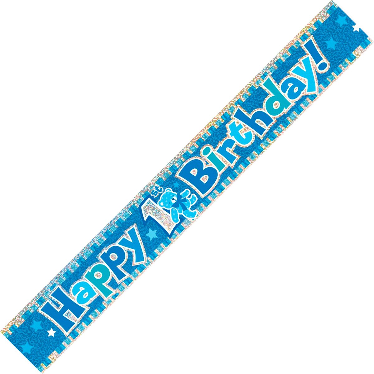 Happy 1st Blue Prism Foil Banner - Dollars and Sense