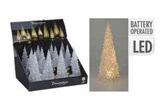 XMAS TREE ACRYLIC W/WHITELED 21CM B/O