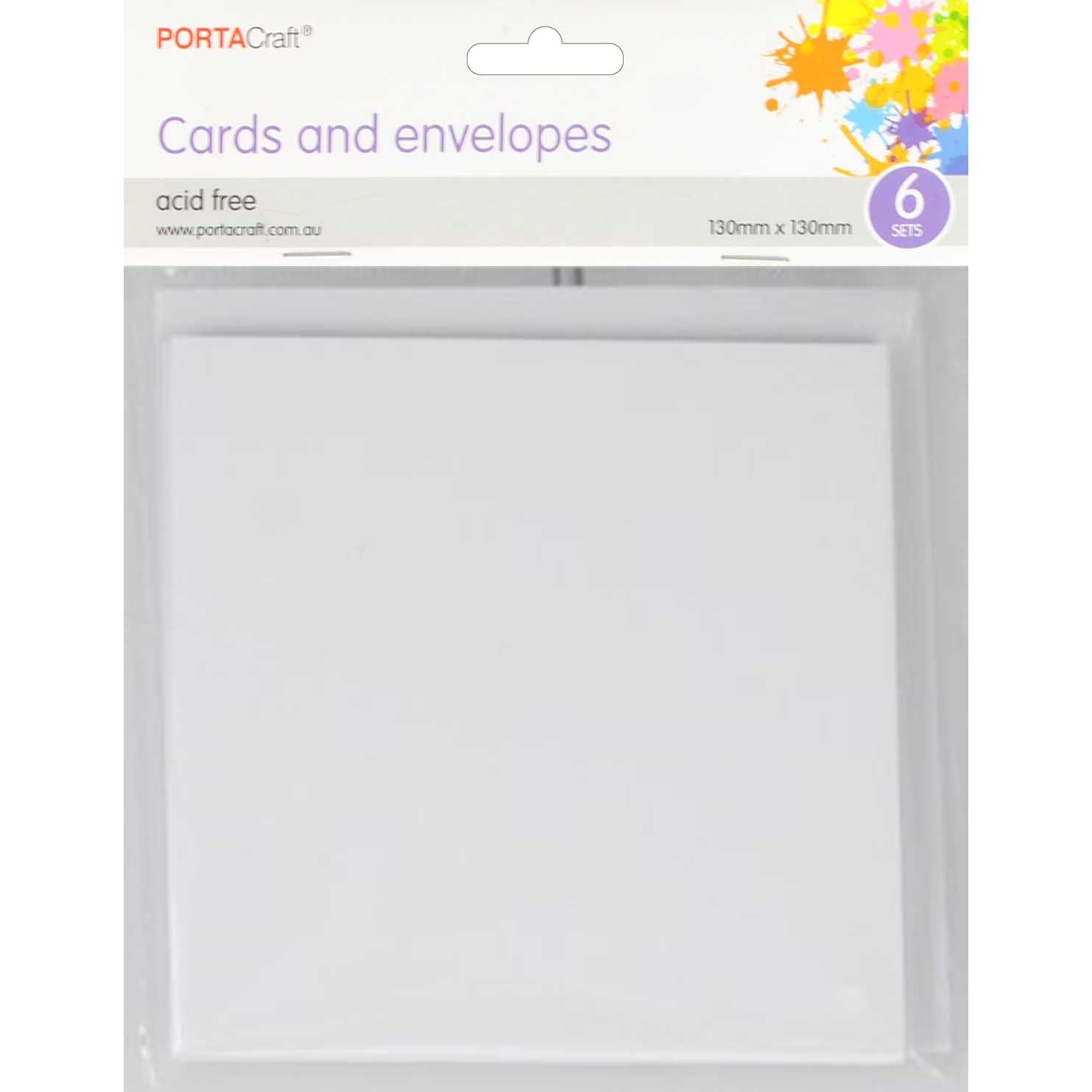 Cards & Envelopes SQ 13cm 230gsm 6pk 03 White SKU 116388 - Dollars and Sense