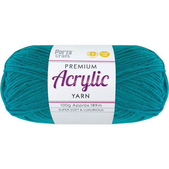 Acryl Yarn 100g 189m 8 Ply Solid 56 Teal SKU 122464 - Dollars and Sense