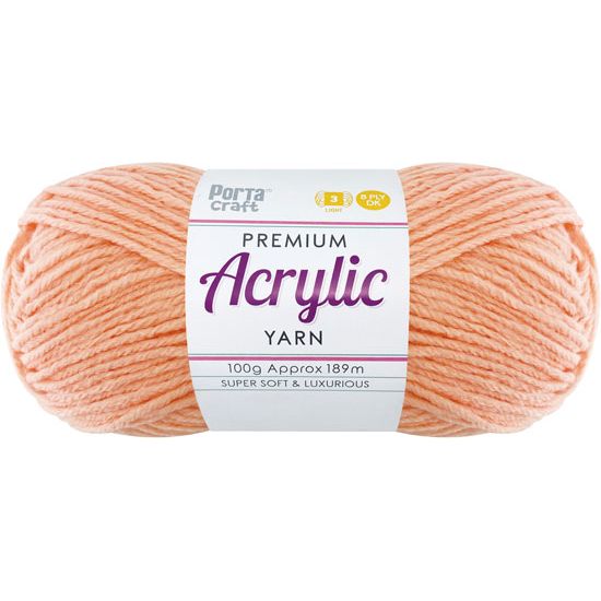 Acryl Yarn 100g 189m 8 Ply Solid 24 Apricot SKU 122556 - Dollars and Sense