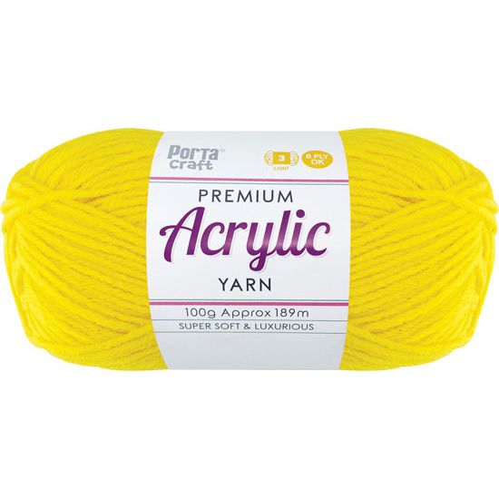 Acryl Yarn 100g 189m 8 Ply Solid 17 Sunshine SKU 122587 - Dollars and Sense