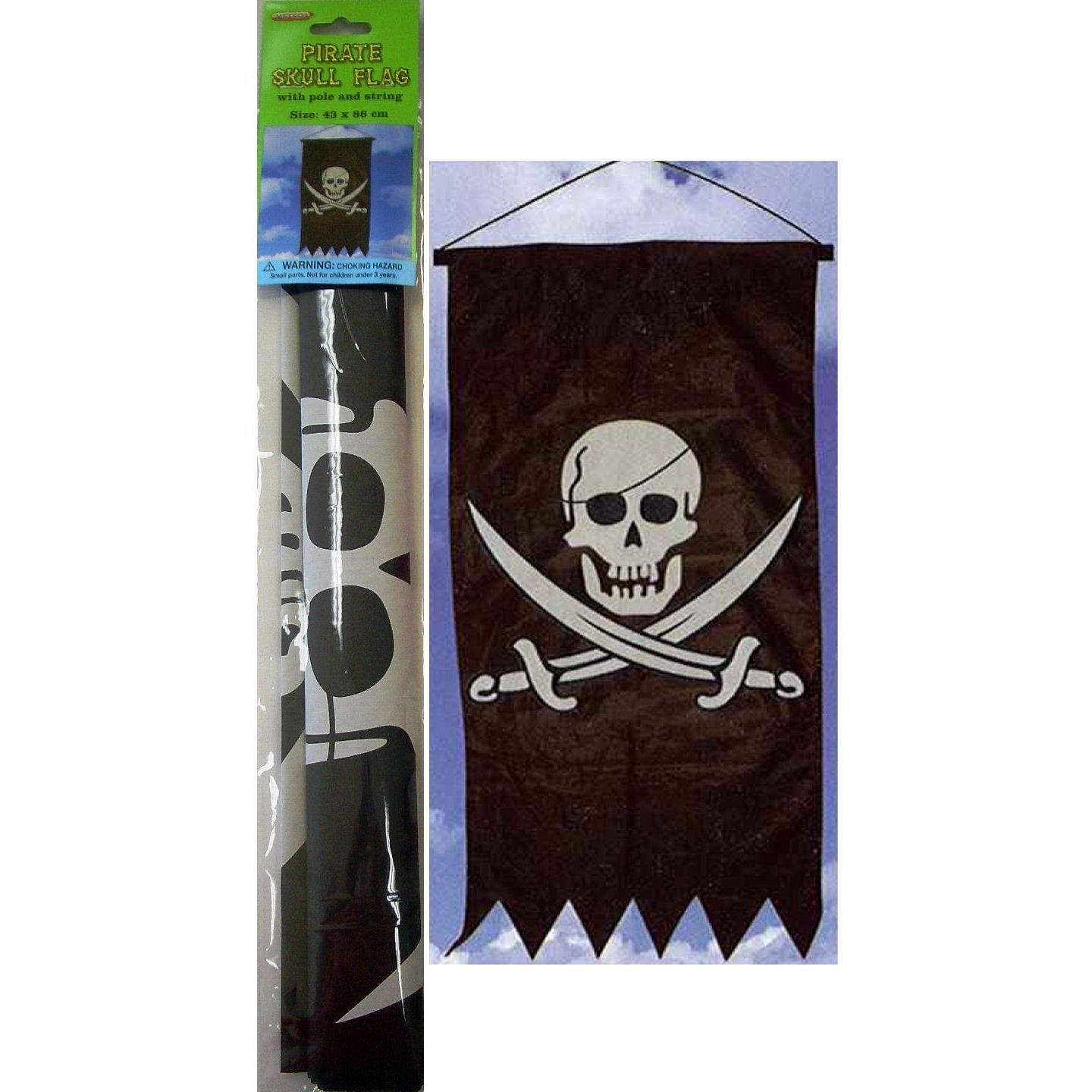 Pirate Skull Flag with Pole & String - Dollars and Sense