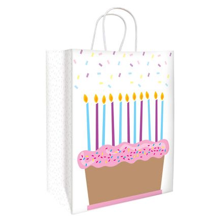 Gift Bag Kraft 240x290x120mm LG 1pk White Cake