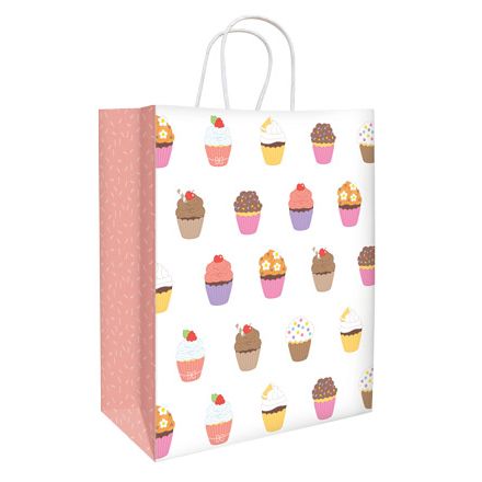 Gift Bag Kraft 290x400x150mm XL 1pk White Cpcakes