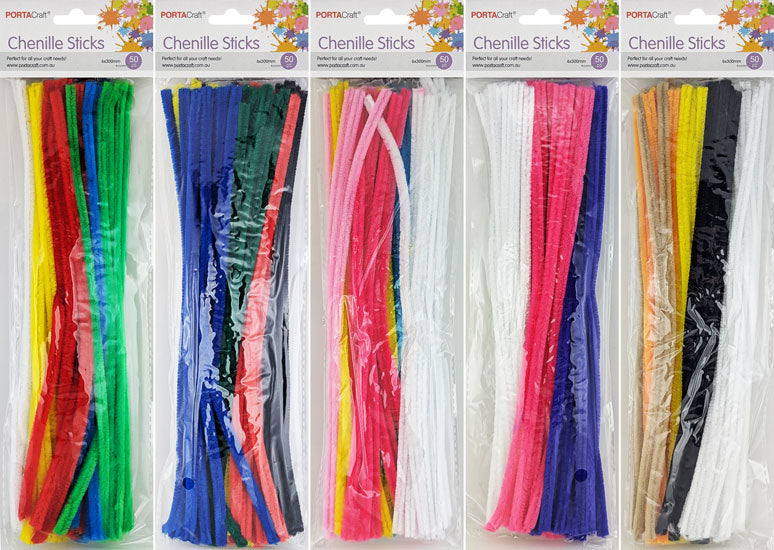 Chenille Stems 6mm 50pc 5 Asst