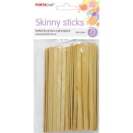 Skinny Sticks 146x6mm 75pk Natural SKU 149386 - Dollars and Sense