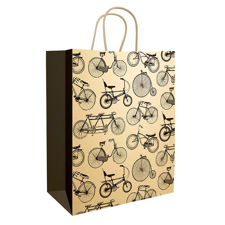 Gift Bag Kraft 240x290x120mm LG 1pk Bikes