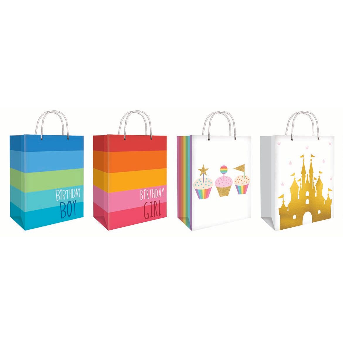 Gift Bags Kids3 324x455mm XL wTag 4 Asst
