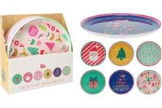 1PC XMAS MELAMINE PLATE 25CM 6ASST