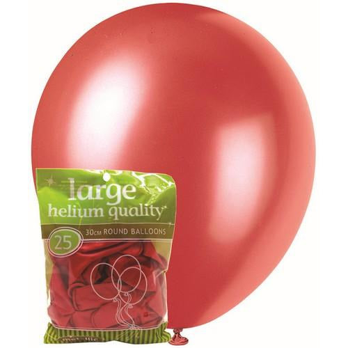 Balloons Metallic Cherry Red 30cm 25pc - Dollars and Sense