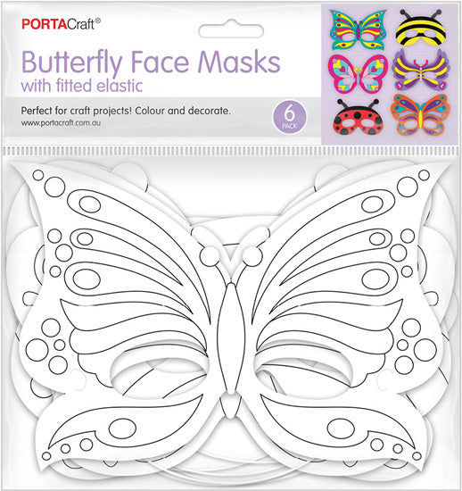 Cardstock Eye Masks Butterflies 15x21cm 6pk
