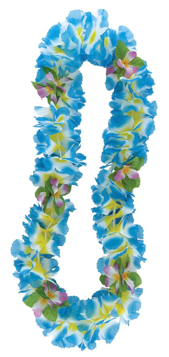 Luau Fancy Orchid Lei Blue Yellow