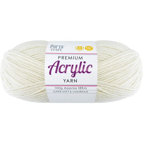 Acryl Yarn 100g 189m 8ply Solid 14 Cream