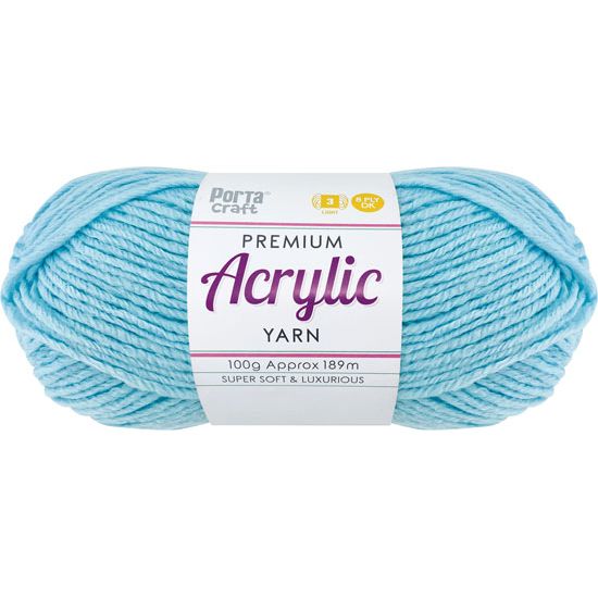 Acryl Yarn 100g 189m 8 Ply Solid 51 Cool Blue SKU 194164 - Dollars and Sense