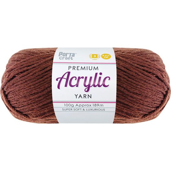 Acryl Yarn 100g 189m 8ply Solid 08 Chestnut