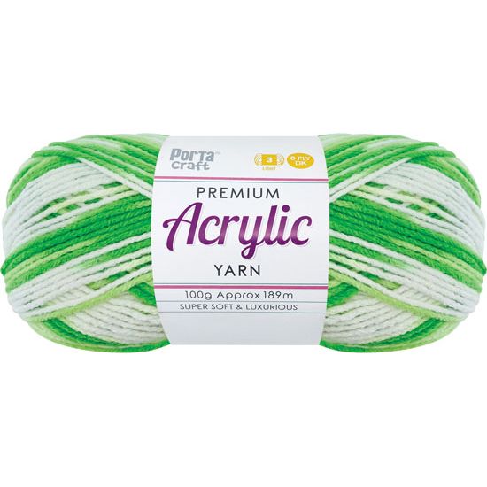 Acryl Yarn 100g 189m 8ply Multi 04 Lime Time