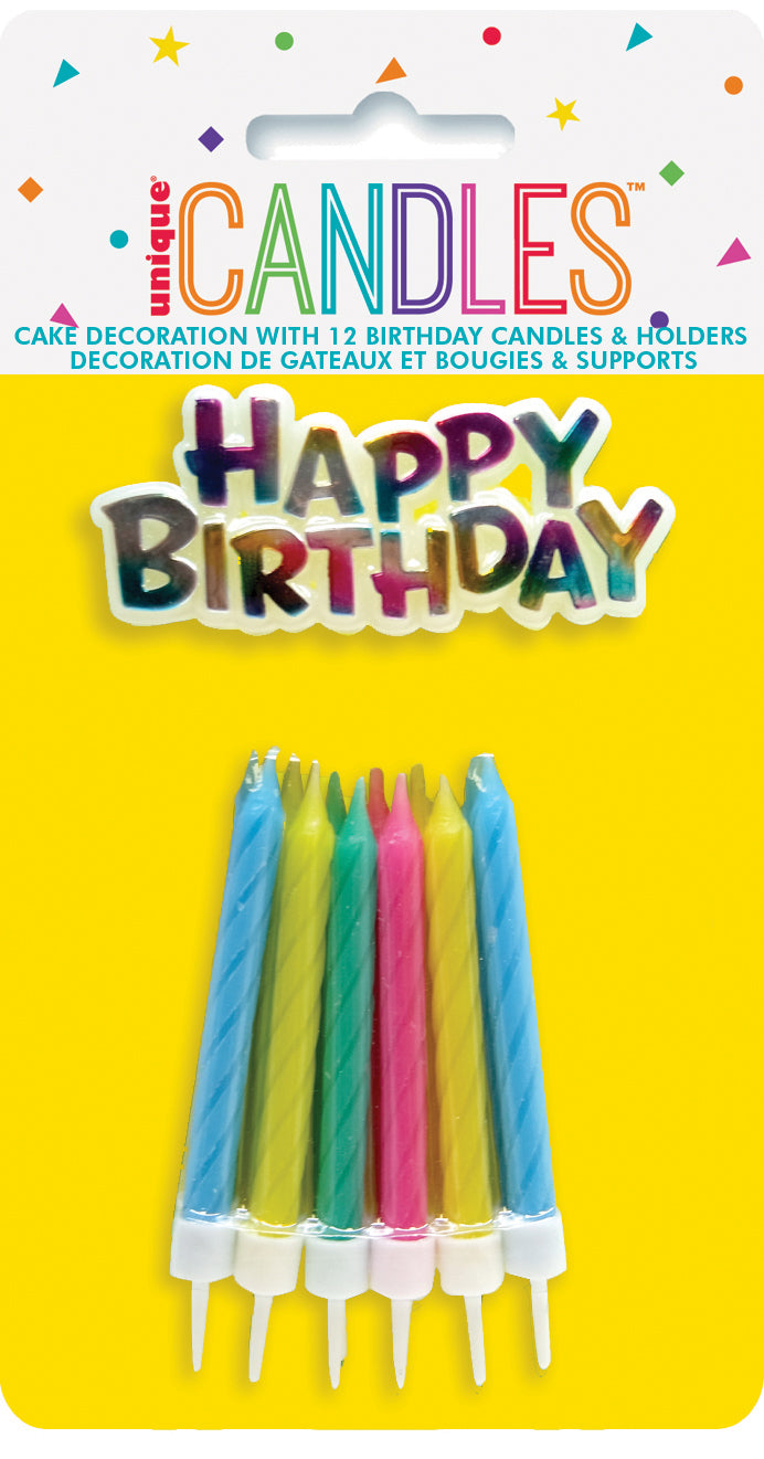 Happy Birthday Topper & Candles - Multicoloured - Dollars and Sense