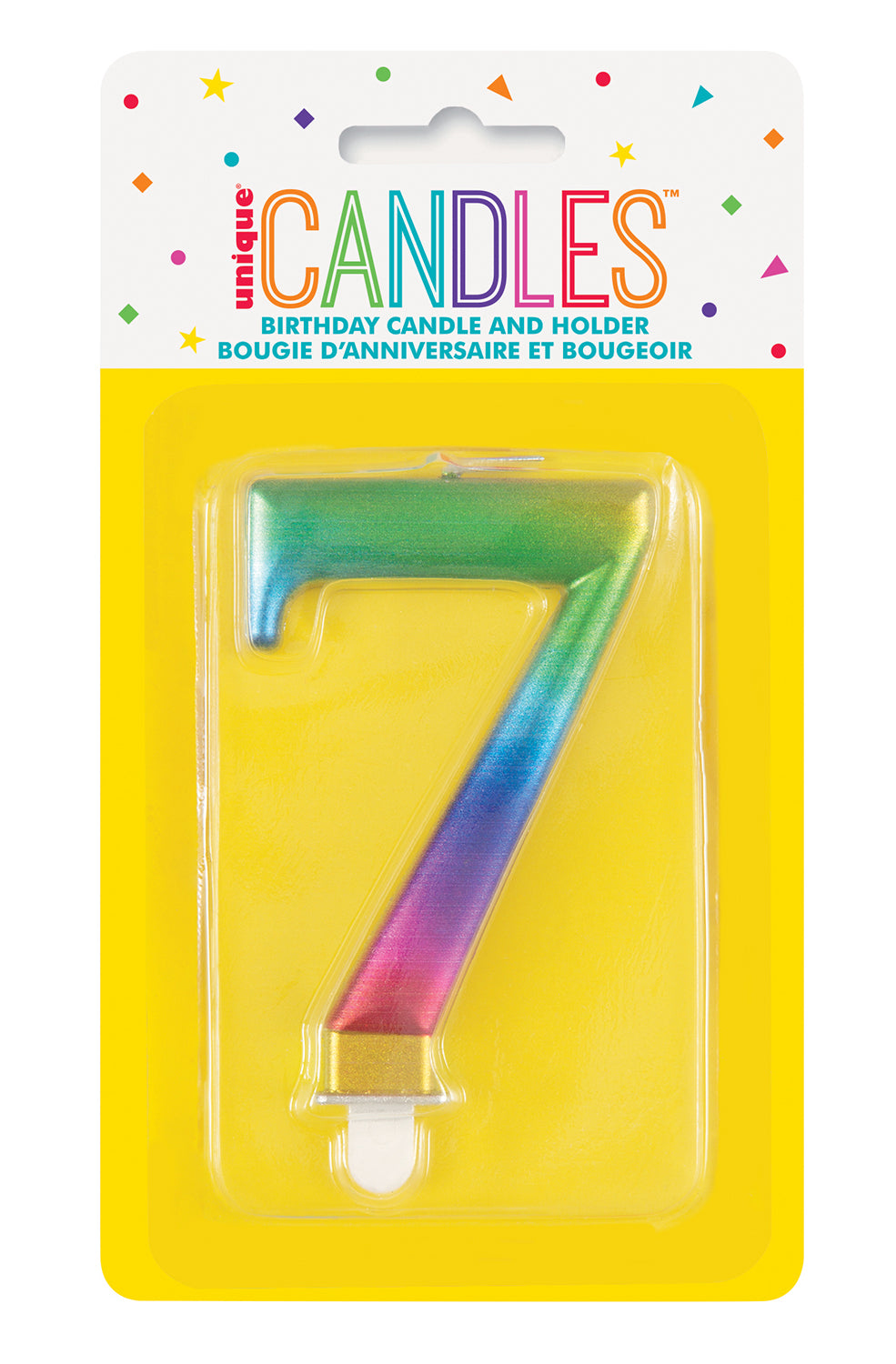 Metallic Rainbow Number 7 - Birthday Candle - Dollars and Sense