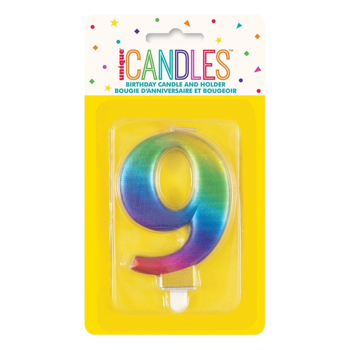 Birthday Candle Number 9 - Metallic Rainbow - Dollars and Sense