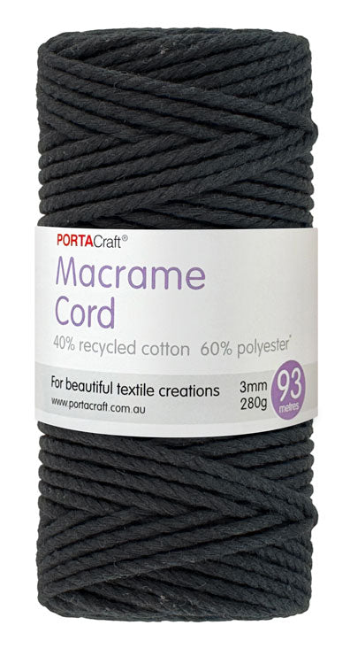 Macrame Cord 280g 3mm 93m Twisted 05 Black