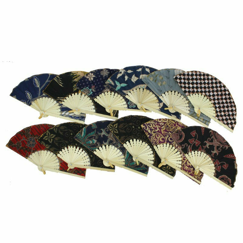 23cm Fabric/Bamboo Fan Asstd Designs - Dollars and Sense