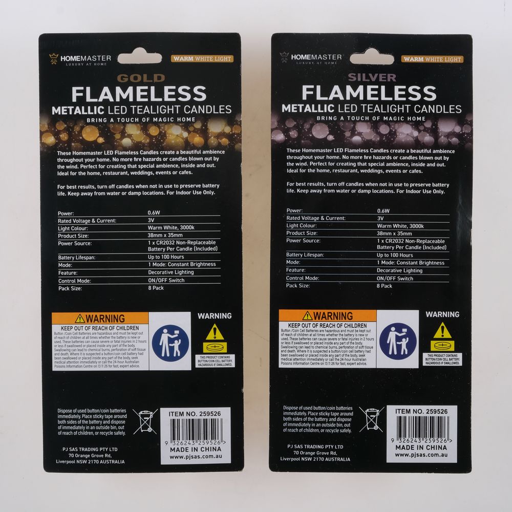 Flameless Tealight Candles LED - Metallic Gold or Silver - Dollars and Sense
