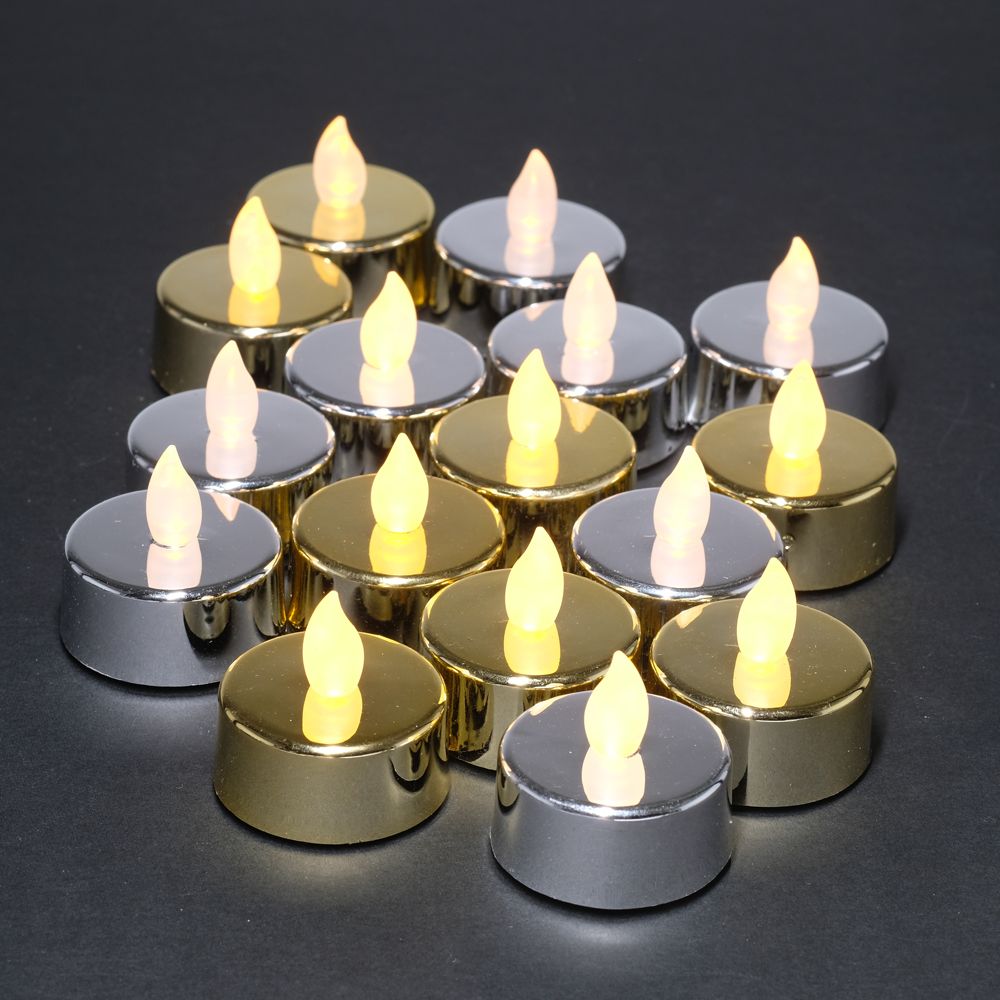 Flameless Tealight Candles LED - Metallic Gold or Silver - Dollars and Sense