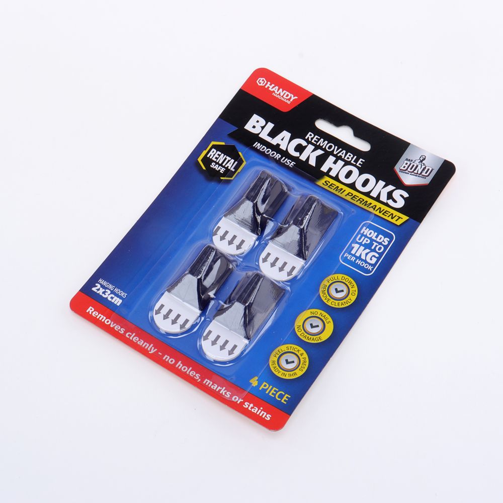 Removable Hooks Plastic - Black