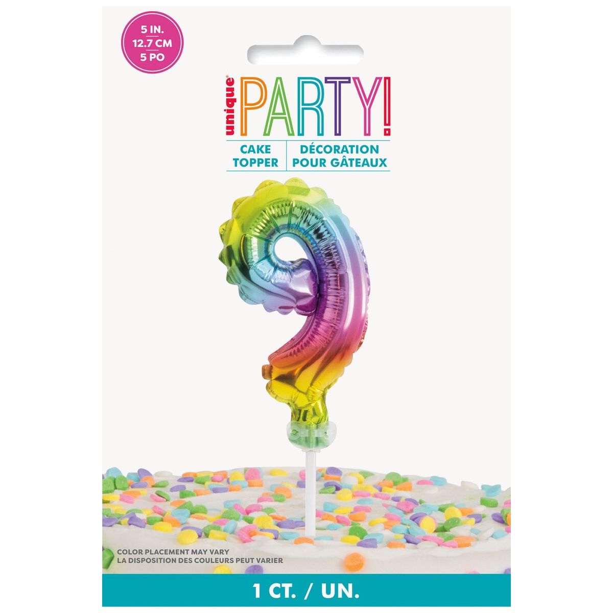 Balloon Cake Topper Number 9 - Rainbow - Dollars and Sense