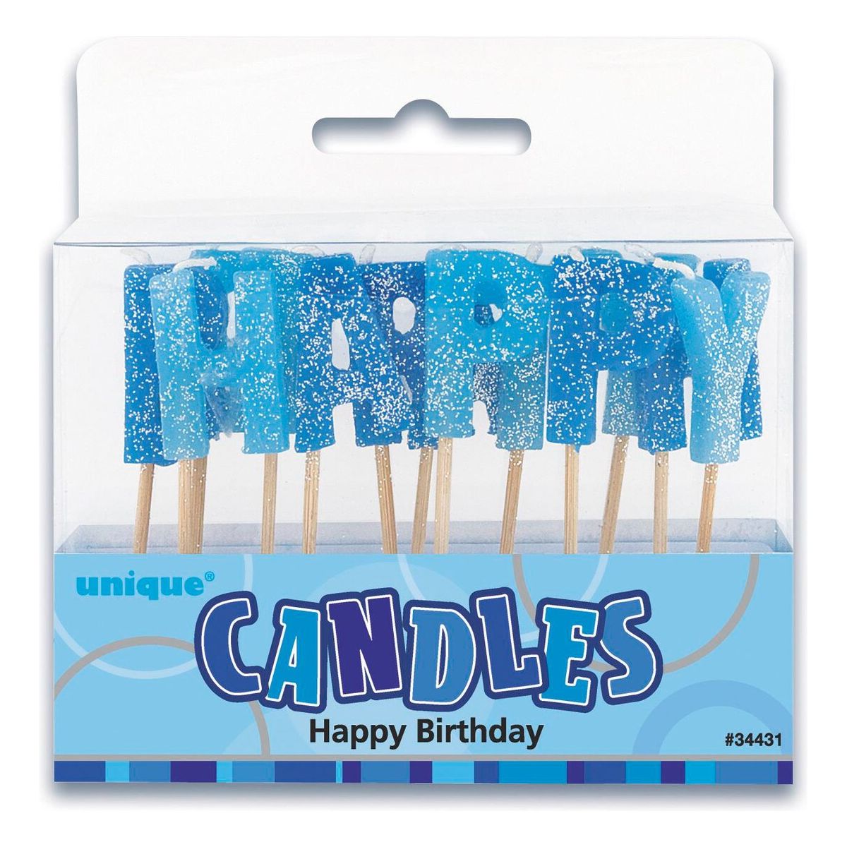 Happy Birthday Pick Candles - Glitz Glitter Blue - Dollars and Sense