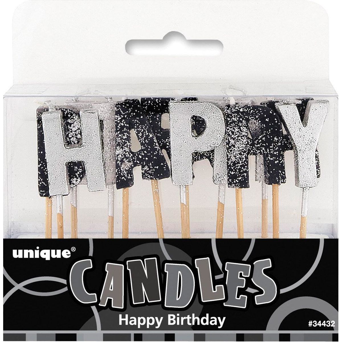 Happy Birthday Pick Candles - Glitz Black - Dollars and Sense