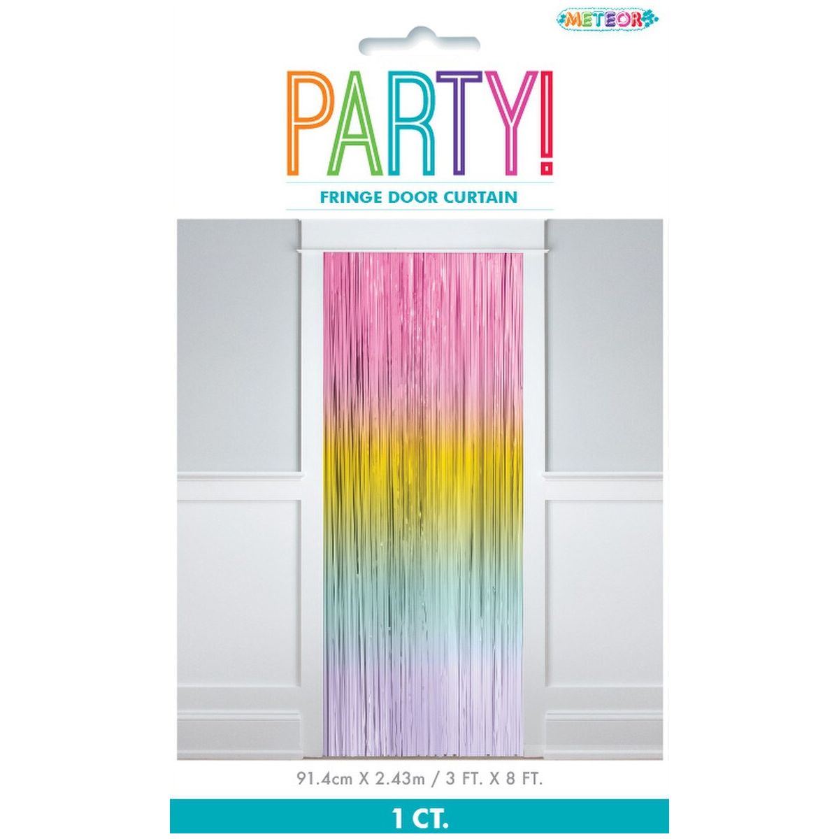 Foil Fringe Door Curtain - Pastel Rainbow SKU 35251 - Dollars and Sense