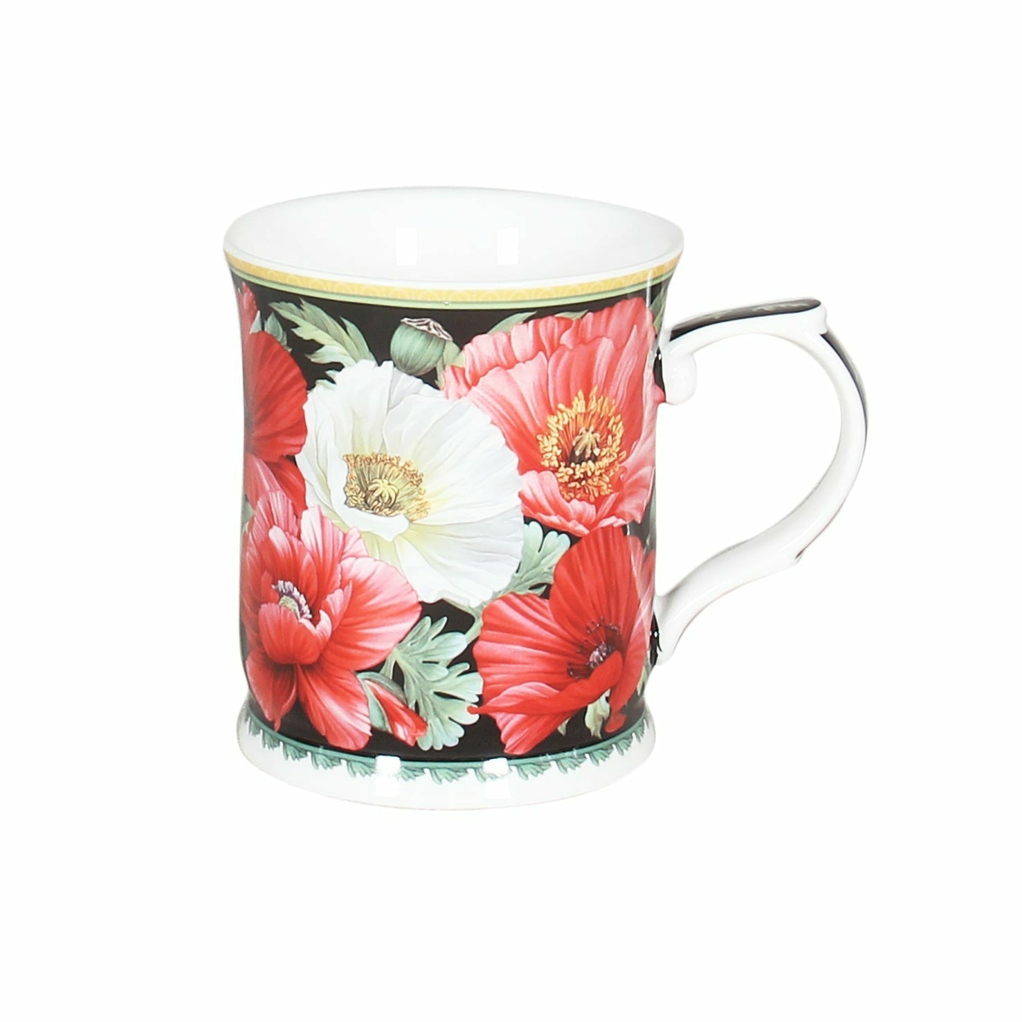 New Poppies On Black Mug - Dollars and Sense