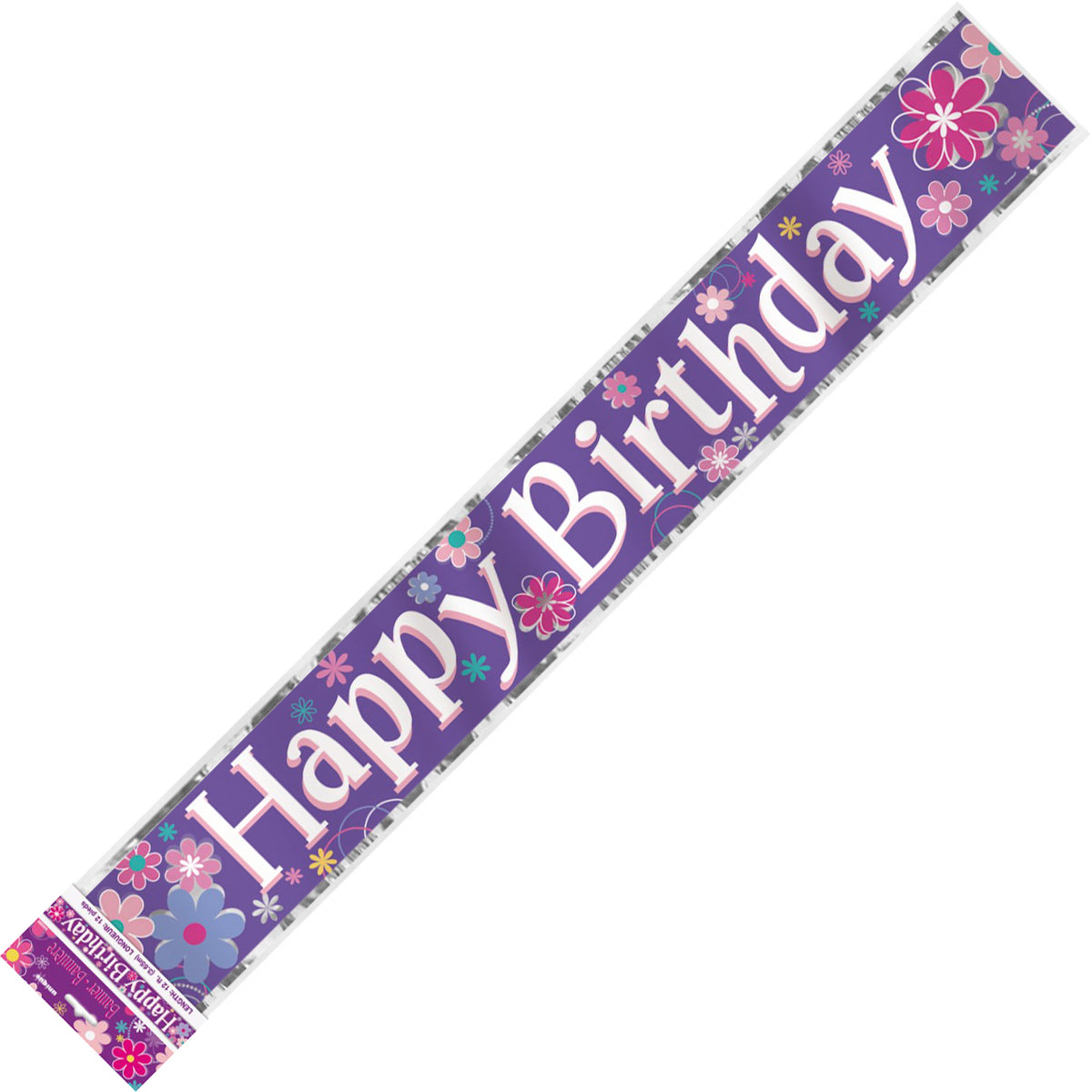 Happy Birthday Foil Banner - Flower Blossom - Dollars and Sense