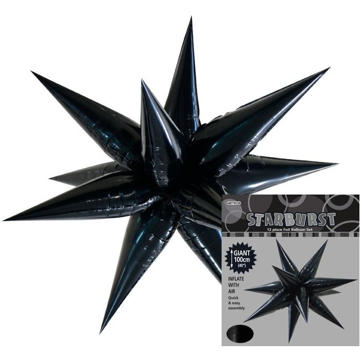 Glitz Starburst - Black Foil Balloon