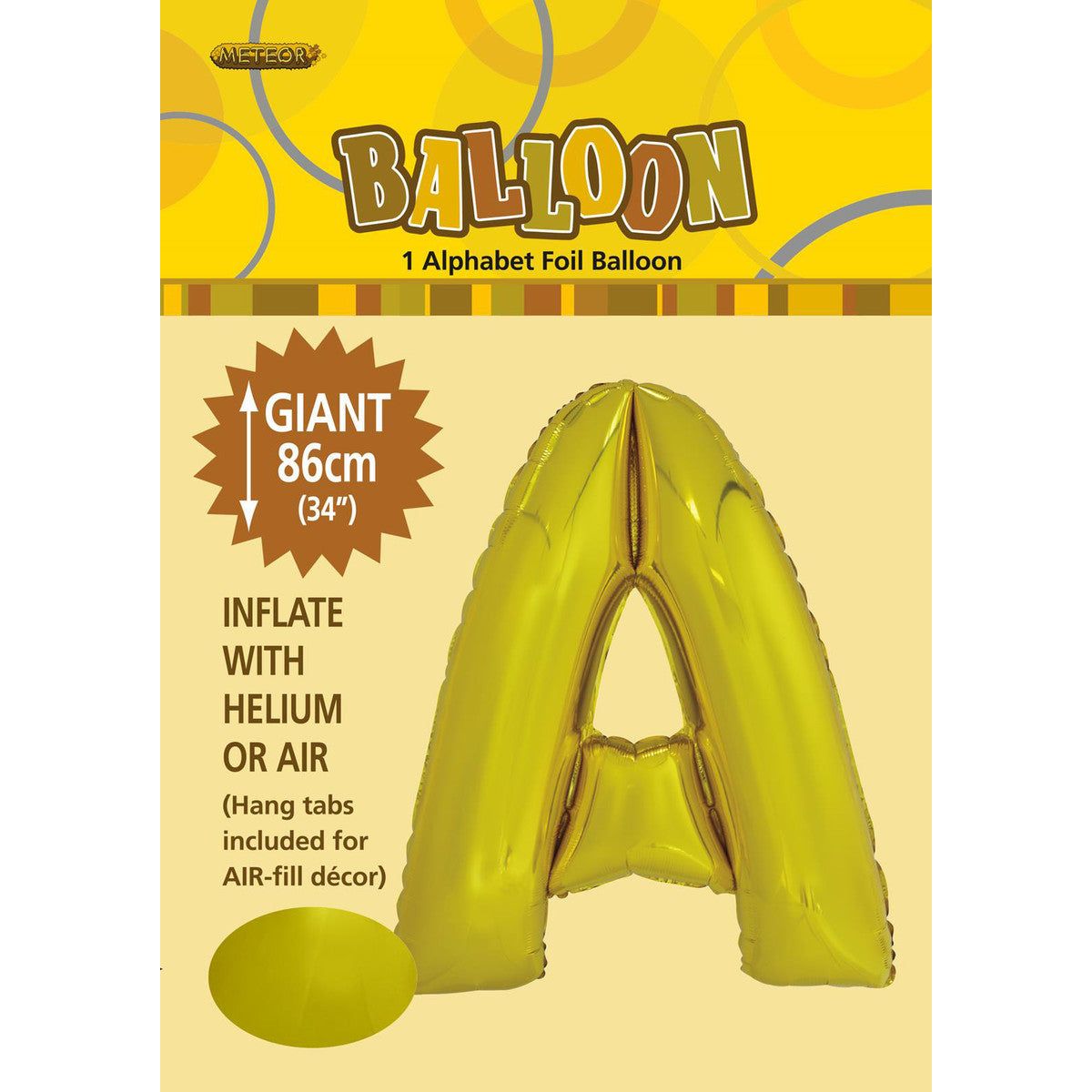 Alphabet Foil Balloon Gold 34in A