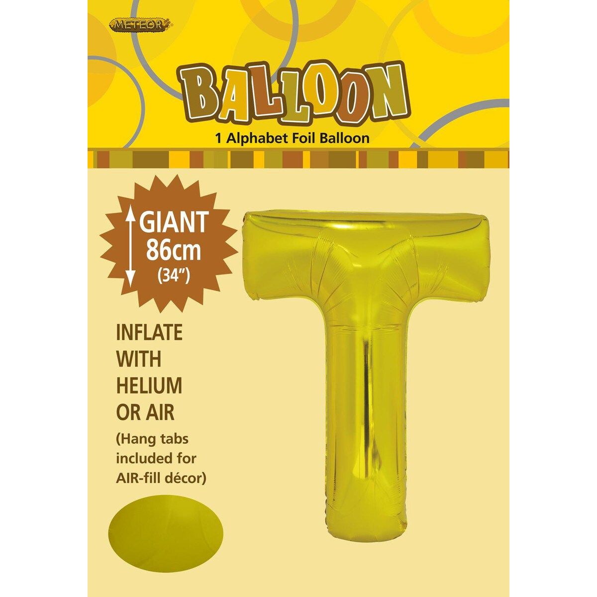 T Alphabet Foil Balloon - Gold - Dollars and Sense