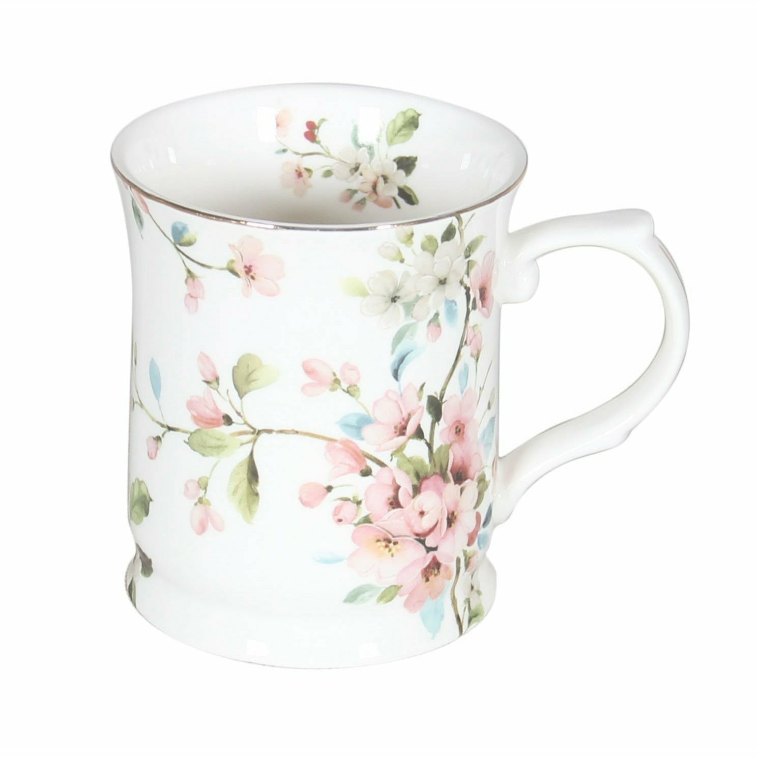 Peach Blossom White Mug 415cc - Dollars and Sense