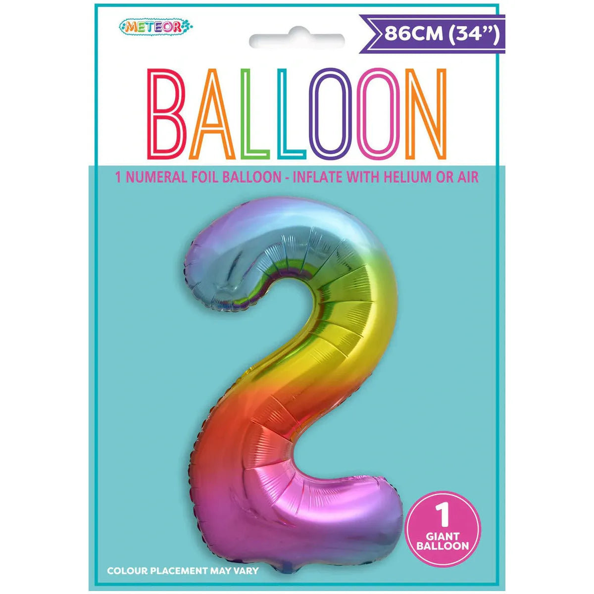 Number 2 Foil Balloon - Rainbow - Dollars and Sense