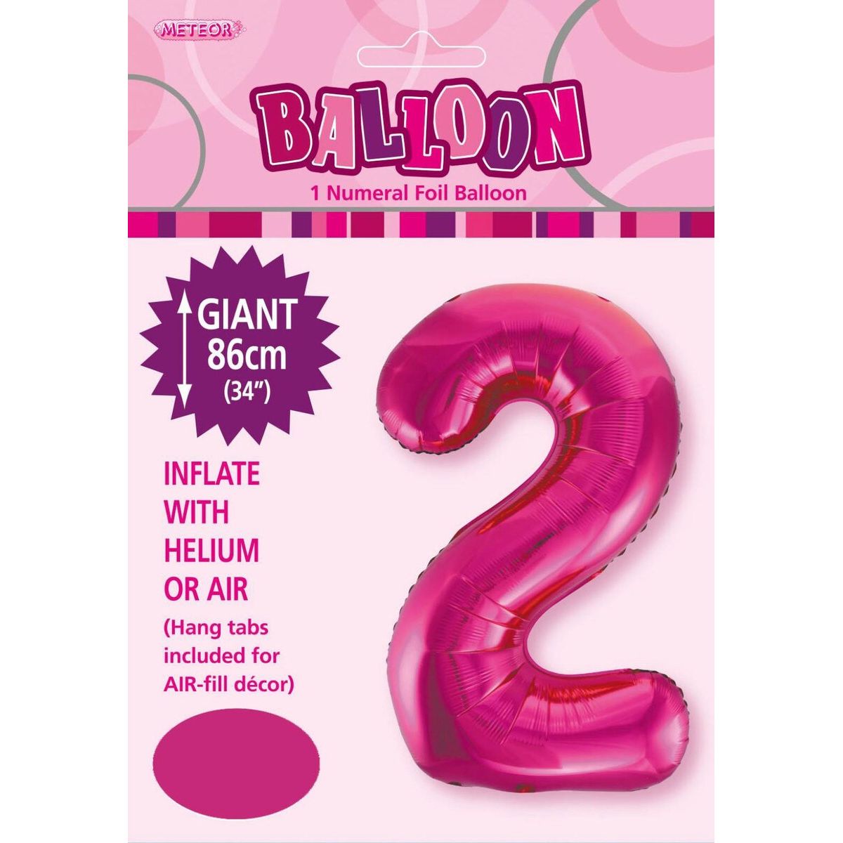 Number 2 Foil Balloon - Hot Pink