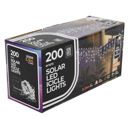 Solar Icicle Light 200Pc White
