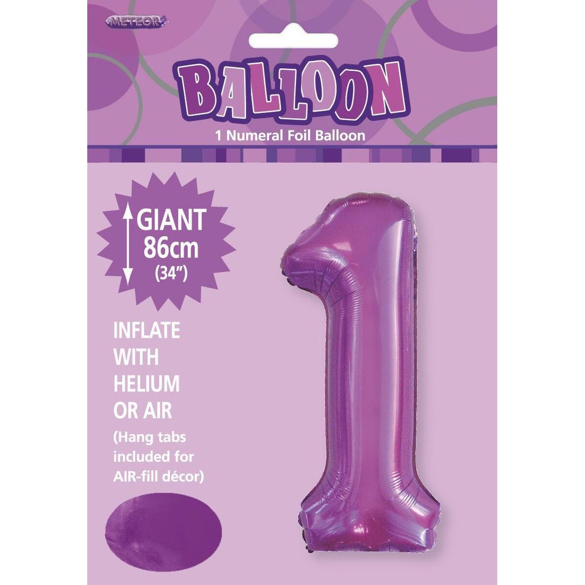 Number 1 Foil Balloon - Pretty Purple