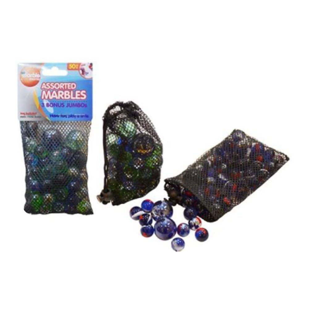50pce Glass Marbles+3JUMBO Marbles w/Bag - Dollars and Sense