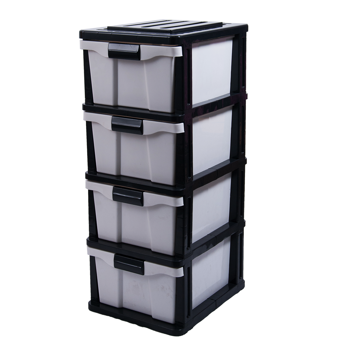 4 Drawer Compact Plastic Storage Black & White - Dollars and Sense