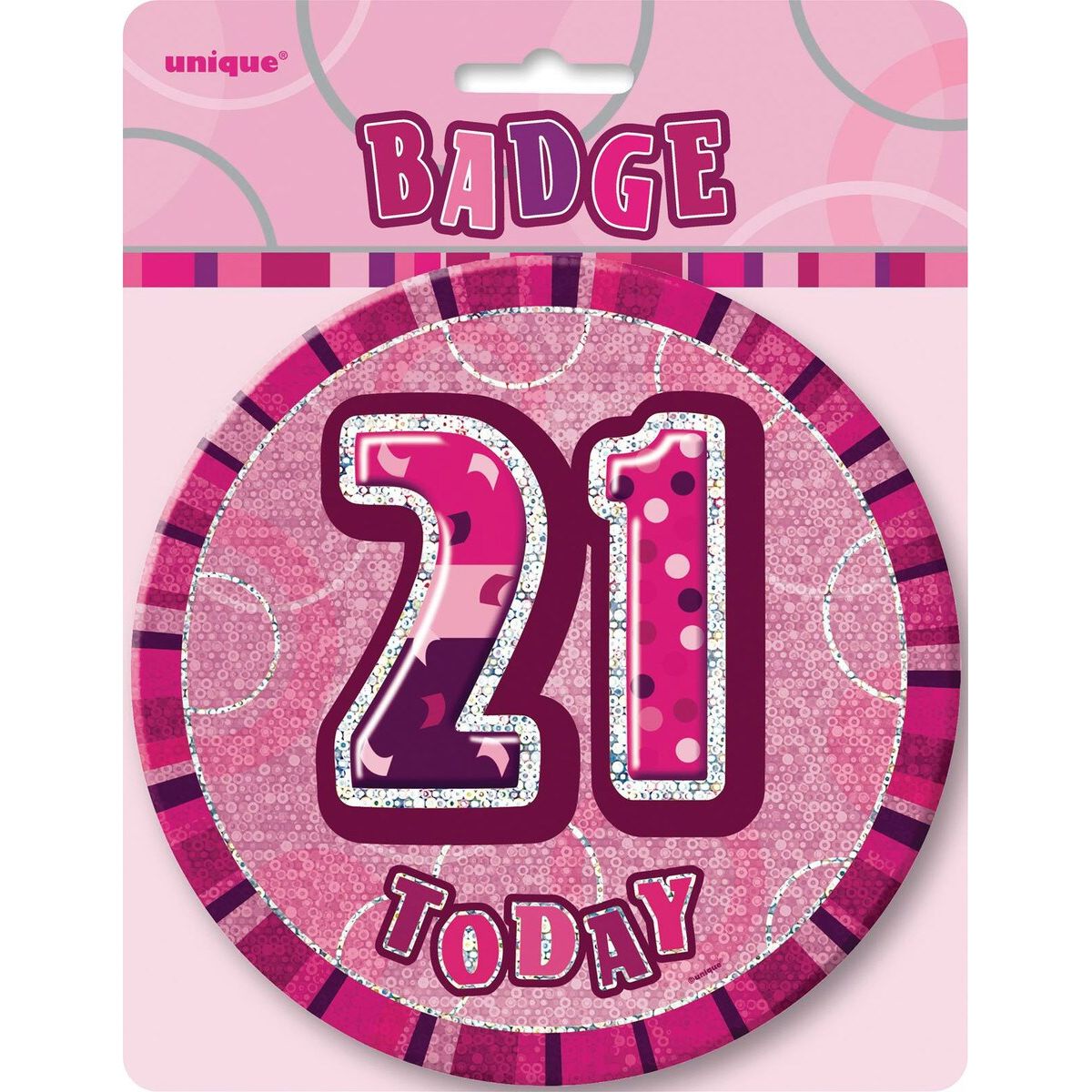 21st Birthday Jumbo Badge - Glitz Pink - Dollars and Sense