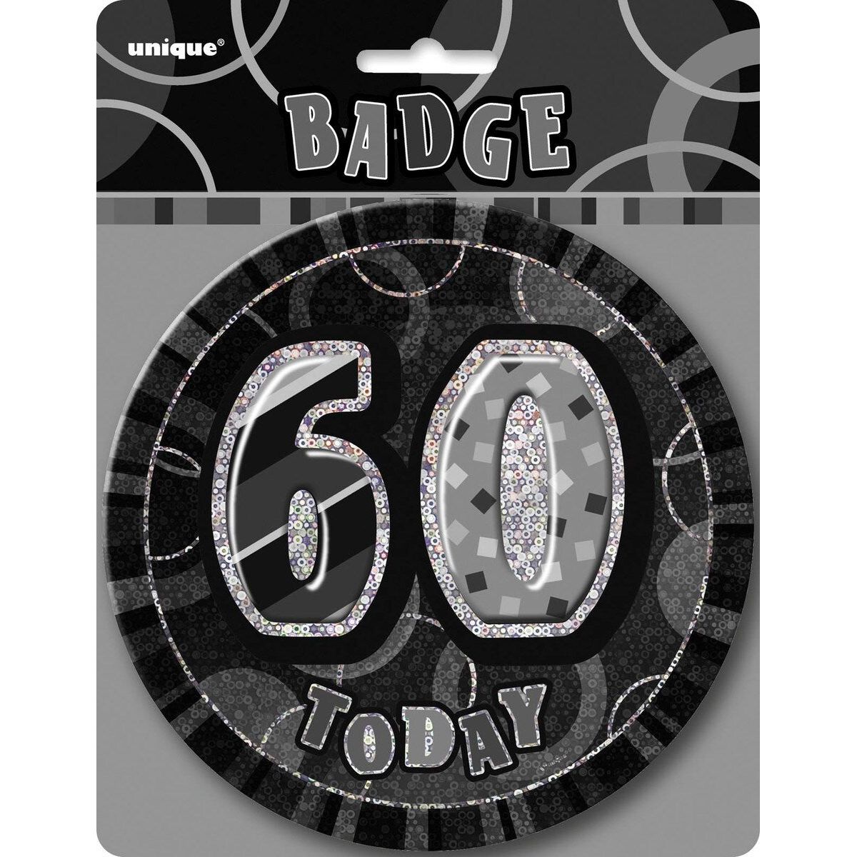 60th Jumbo Birthday  Jumbo Badge - Glitz Black - Dollars and Sense