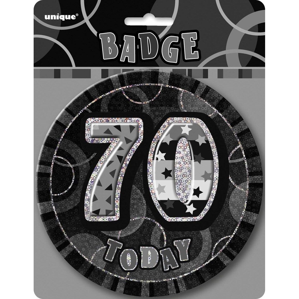 70th Jumbo Birthday Jumbo Badge - Glitz Black - Dollars and Sense