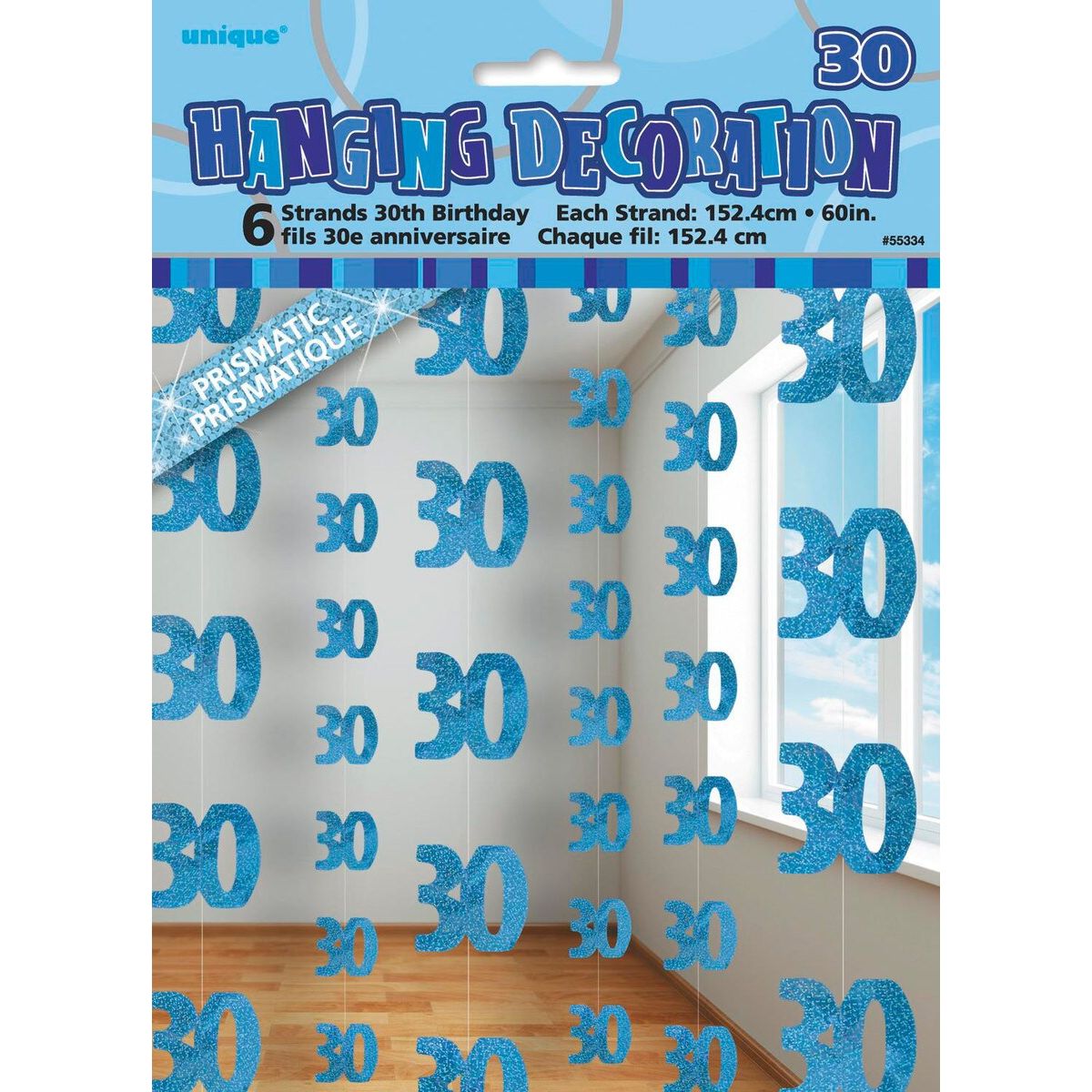 30th Hanging Decorations - Glitz Blue - Dollars and Sense